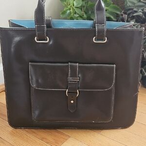 Elegant Brown and Blue Bag. Perfect For Everyday Use.